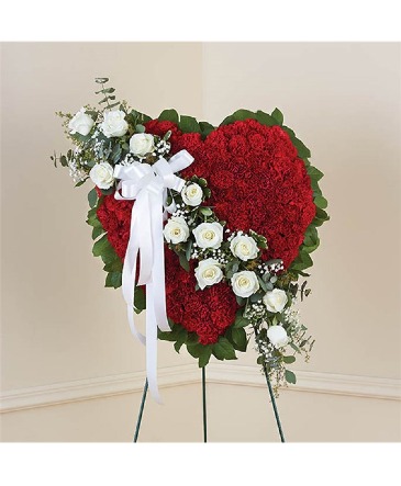 Red Solid Standing Heart With White Roses  in El Paso, TX | A FLOWER 4 US