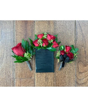 Red Spray Rose Boutonnieres 
