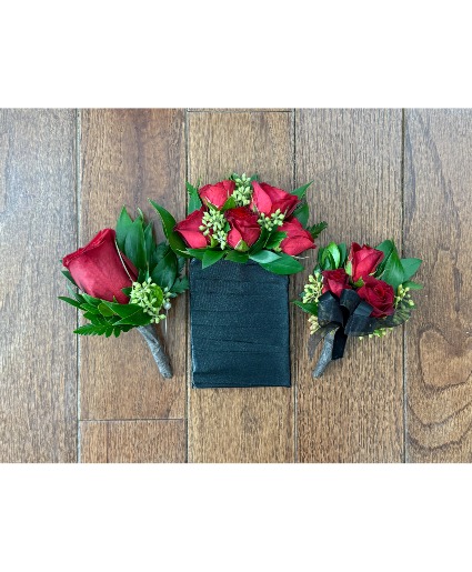 Red Spray Rose Boutonnieres 