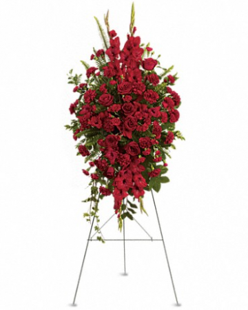 Red standing spray Assorted red flower spray