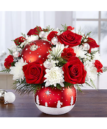 Red Starry Night Ornament Bouquet Christmas Ornament Bouquet in Pensacola, FL | Cordova Flowers and Gifts