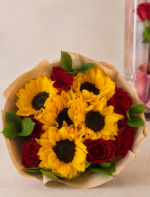 Red & Sunshine  Hand Bouquet 