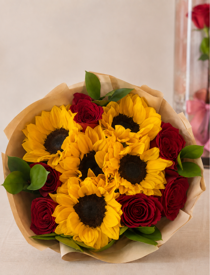 Red & Sunshine  Hand Bouquet 