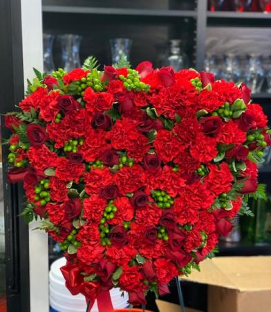 Red Sympathy Heart Standing Spray 