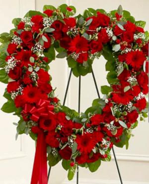 Red Sympathy Wreath Spray  Standing Wreath Spray