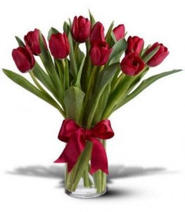  Tulips 10 stem Vased arrangement