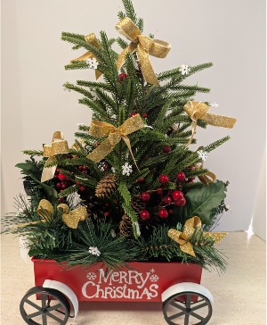 SOLD OUT  Red Wagon with Christmas Tree SOLD---NFS-RWCT