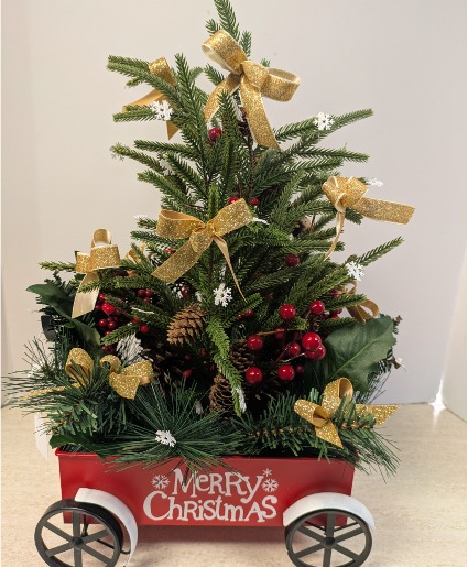 SOLD OUT  Red Wagon with Christmas Tree SOLD---NFS-RWCT