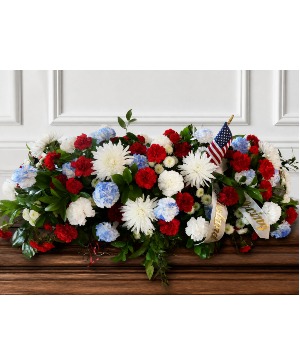 Red, white, and Blue Casket spray