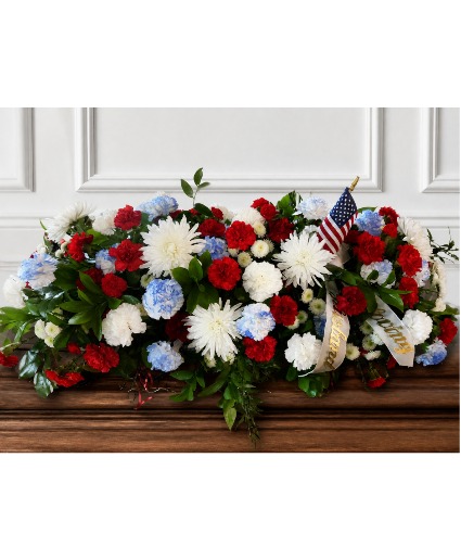 Red, white, and Blue Casket spray