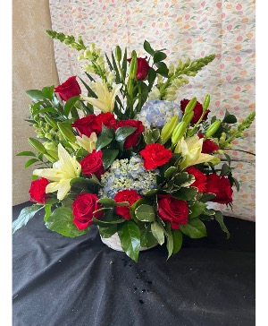 Red, White and Blue for You Basket Arrangement