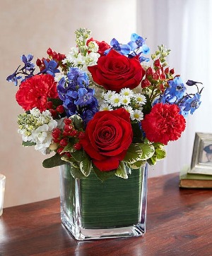 Red, White, and Blue Healing Tears Red White and Blue in Cube vase 