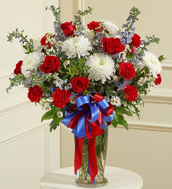 tricolore Blue RED White 花瓶 RED WHITE AND BLUE LARGE SYMPATHY VASE in Oakville, CT - Roma