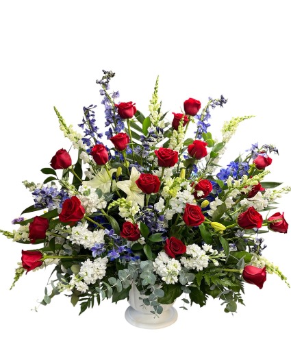 Red, White and Blue  Sympathy Arrangement 