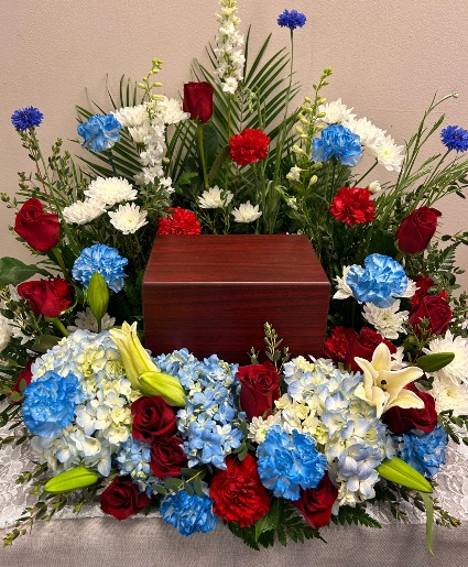 Red, White and Blue Urn Arrangement