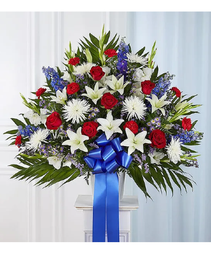 Red White Blue Funeral Basket sympathy