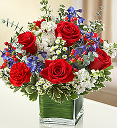 Red, White, & Blue Healing Tears Vase Arrangement