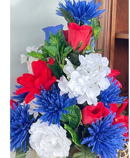 Red White Blue Silk Arrangement Cemetery 