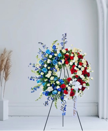 Red, White & Blue  Standing Wreath in Chehalis, WA | BENNY'S FLORIST & GREENHOUSE