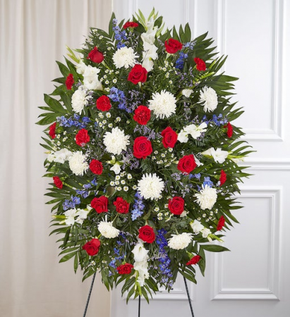 Red, White & Blue Sympathy Standing Spray Standing Sprays & Wreaths