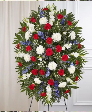 Red, White & Blue Sympathy Standing Spray sympathy arrangements
