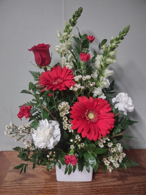 Red & White Is Alright Fresh Arrangement