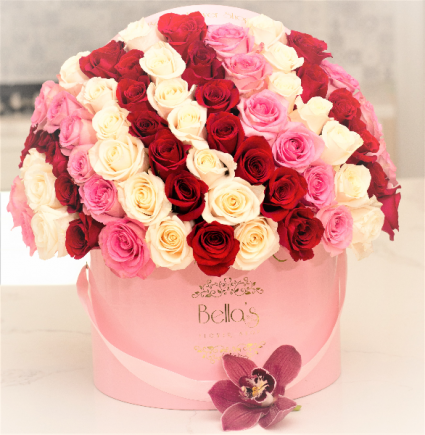 Red, White &....Pink  75 Fresh Roses In a box
