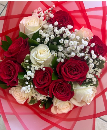 Red & White Rose Bouquet