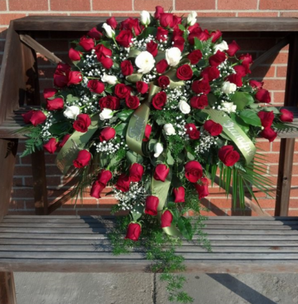 Red & White Roses Casket Spray