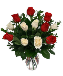 Red & White Roses Vase arrangement