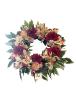 Red & White  Silk Wreathe 