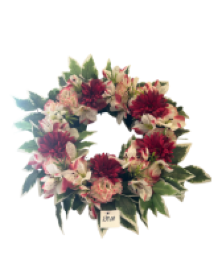 Red & White  Silk Wreathe 