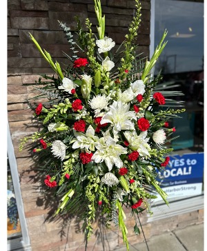 Red & White Standing Spray 