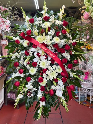 Red & White Standing Spray 
