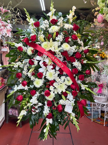 Red & White Standing Spray 