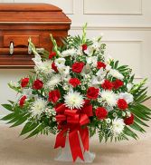 Red & White Sympathy Floor Arrangement Sympathy