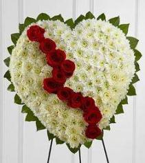 red & white broken heart  Standing Spray