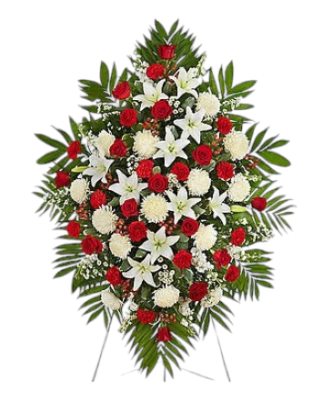 Red & White Sympathy Spray Standing Spray in Pensacola, FL | Cordova Flowers and Gifts