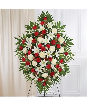 Red & White Sympathy Standing Spray™ 