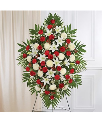 Red & White Sympathy Standing Spray™ 
