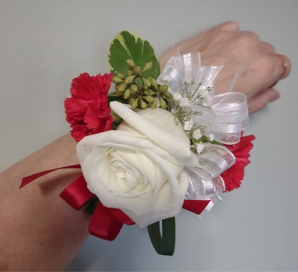 Red & White Wrist Corsage