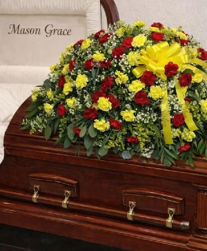 Red & Yellow Casket Piece Casket Memorial Piece