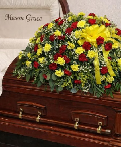 Red & Yellow Casket Piece Casket Memorial Piece