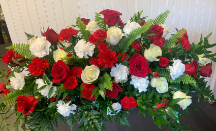 Reds and Whites Casket Spray