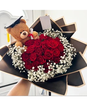 Regal Graduate Teddy Rose Bouquet 