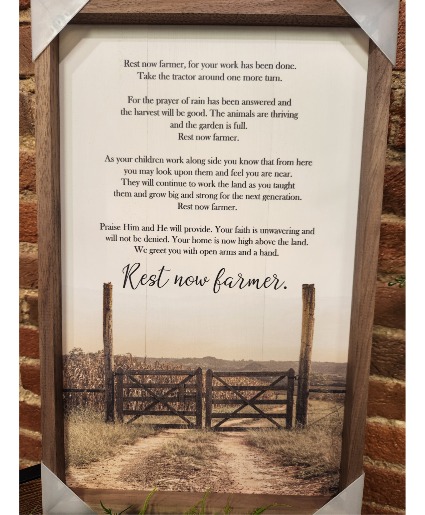 Rest Now Farmer Wood framed