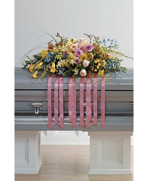 Ribboned Garden Tribute Casket Spray