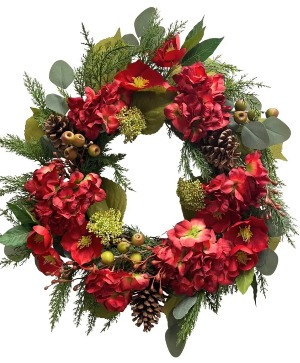 Rich reds and natural elements 24  Silk wreath
