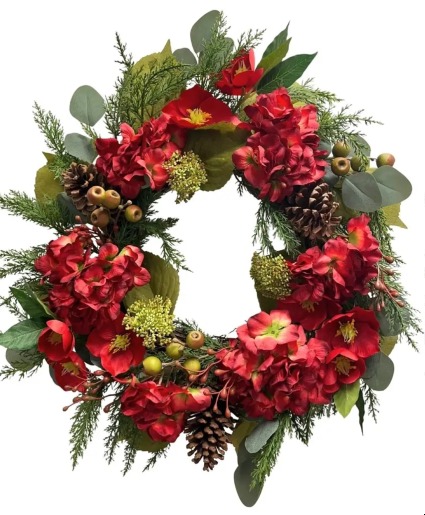 Rich reds and natural elements 24  Silk wreath