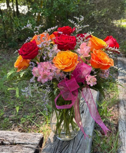 RICH ROSE REFLECTION 1 dozen Mixed Roses with Added Florals